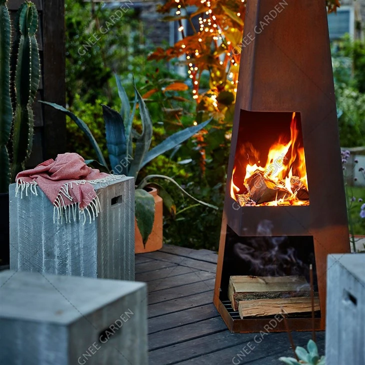 Corten Steel Stainless Steel Outdoor Fireplace