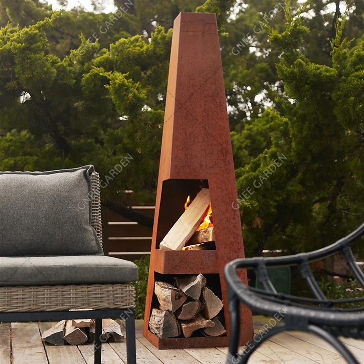 Corten Steel Stainless Steel Outdoor Fireplace