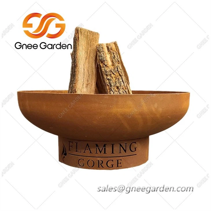 Weathering Steel outdoor wood fire pit