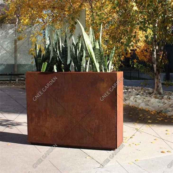 Decorative Corten Steel Garden Flower Pot Steel Planter Box