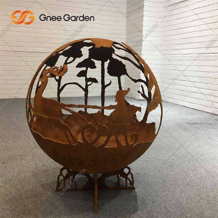 Garden Decoration Camping Corten Steel Sphere Fire Pit