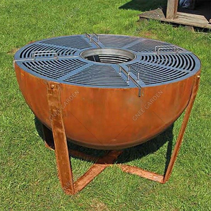 Heavy Duty Outdoor Barbeque Corten Steel Metal Fire Pit Barbecue Grill