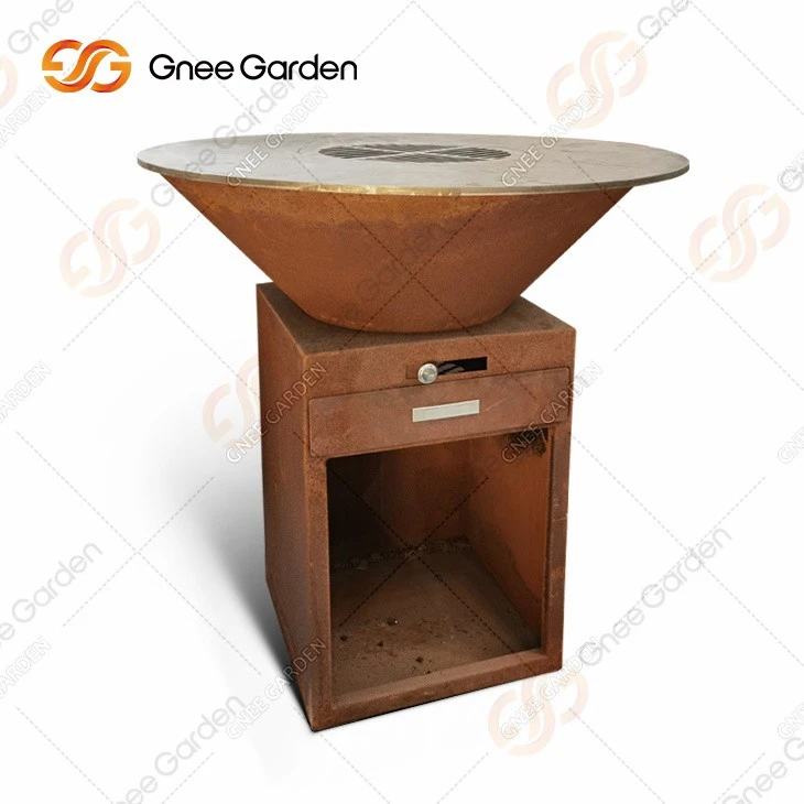 Manufacturer Wood Burning Corten Steel Fire Pit Cooking Grill&Griddle
