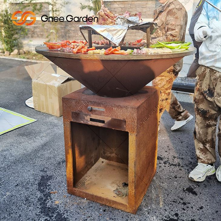 Panggangan & Wajan Memasak Lubang Api Baja Corten Pembakaran Kayu