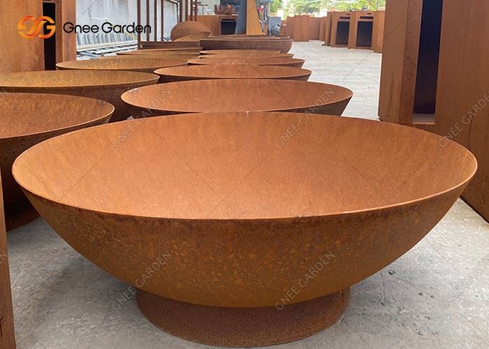 Orange Rust Coated Corten Steel Fire Pit Outdoor