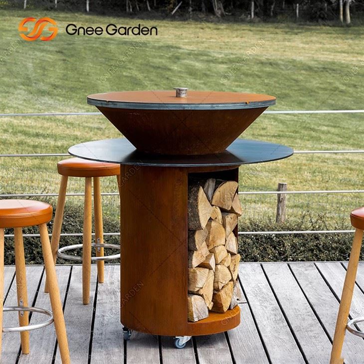 Panggangan BBQ Baja Corten Bulat