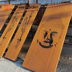 Pembatas Layar Logam Taman Baja Corten Berkarat