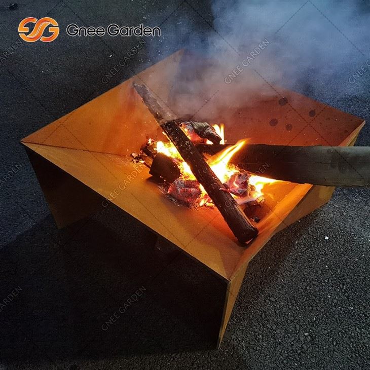 Weathering Steel Fire Basin Geometric