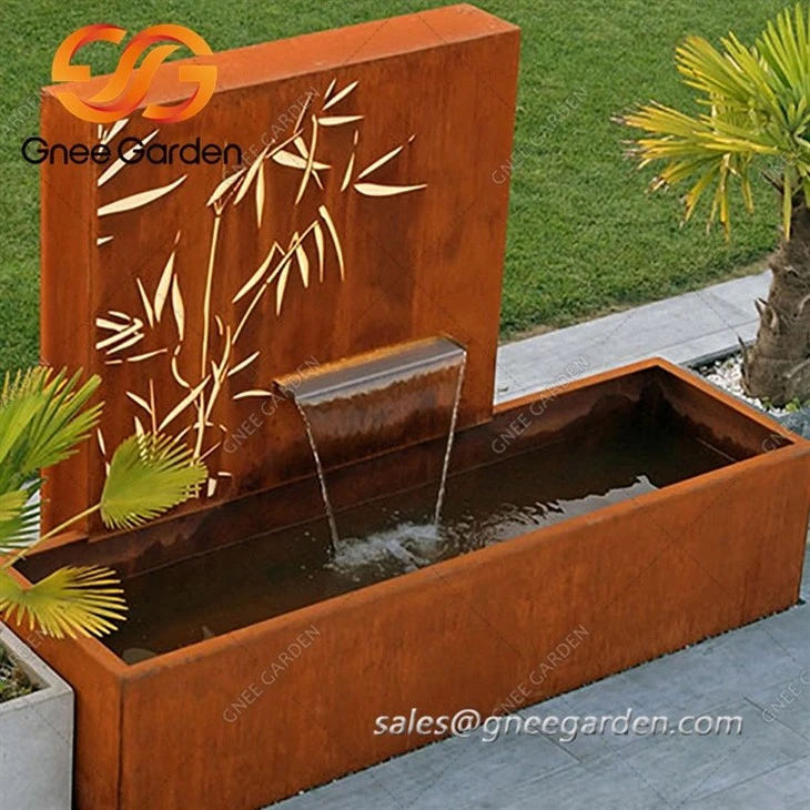 corten large pond fountain