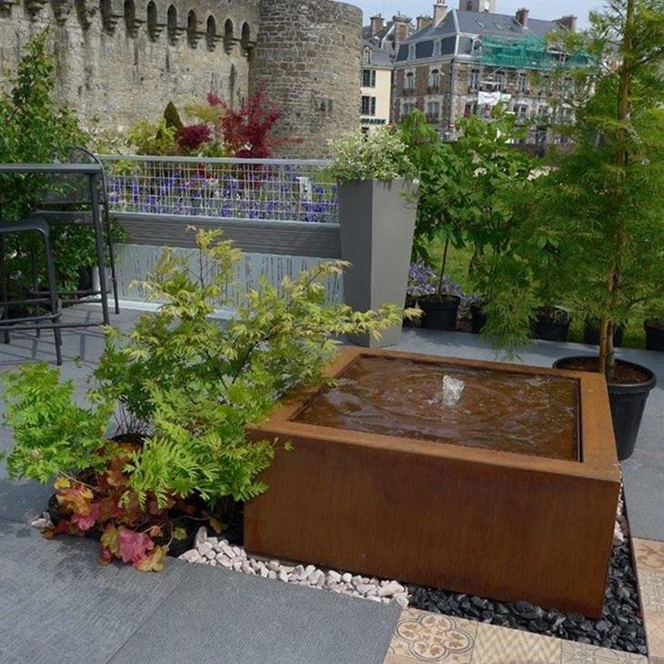 Customize Decoration Garden Modern Corten Steel Bowl Spillway Waterfall