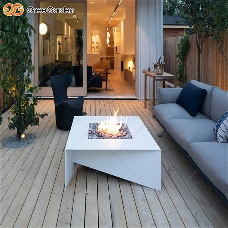 Rectangular Corten Steel Outdoor Fire Pit Table